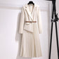 💜HOT SALE 50% OFF💜Asymmetrical Patchwork Pleated Blazer Dress with Belt💃