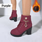 Women's Chunky Heeled Ankle Boots with Rhinestone Decor
