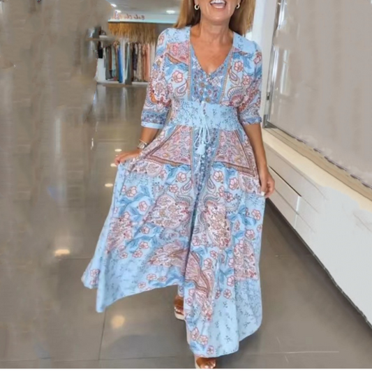 🌸 2026 Spring-Summer Trending | Elegant Floral Maxi Dress | Flow & Feminine Silhouette 💃【-50%】