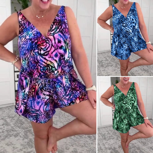 🌸Summer Hot Sale 50%OFF🌸 Sleeveless V-Neck Printed Swimsuit