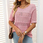 🎉Hot Sale 50% OFF🎉Women's Round Neck Hollow Knit Crochet Short Sleeve Sweater