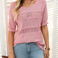 🎉Hot Sale 50% OFF🎉Women's Round Neck Hollow Knit Crochet Short Sleeve Sweater