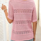 🎉Hot Sale 50% OFF🎉Women's Round Neck Hollow Knit Crochet Short Sleeve Sweater