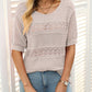 🎉Hot Sale 50% OFF🎉Women's Round Neck Hollow Knit Crochet Short Sleeve Sweater