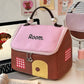 Large Capacity Color-Block Cartoon House-Shaped Handheld Cosmetic Bag