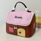 Large Capacity Color-Block Cartoon House-Shaped Handheld Cosmetic Bag