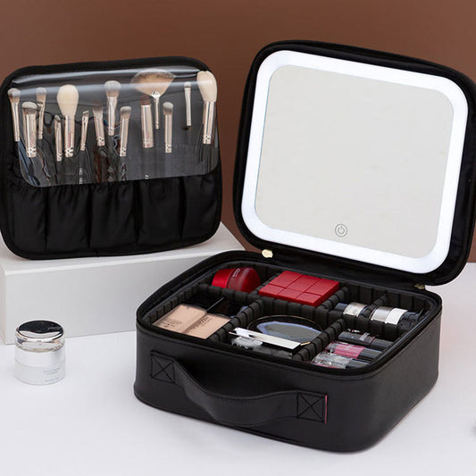 Travel Makeup Bag with LED Mirror