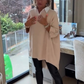 Women's Long-Sleeve Top with Shirt Collar
