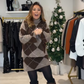 Women's Diamond Pattern Knit Sweater & Skirt 2-Piece Set