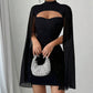 💃2026 New Arrivals 50% OFF💥Women's Cutout Ribbed Dress with Chiffon Cape