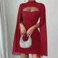 💃2026 New Arrivals 50% OFF💥Women's Cutout Ribbed Dress with Chiffon Cape