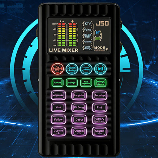 🎉 New Year's Gift – 50% OFF!✨🎤 Portable Handheld Live Sound Card (Voice Changer): Multifunctional Effects + Noise Cancellation – Stream from Anywhere!