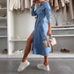 Women's Button Down Long Sleeve Denim Dress
