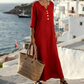 Women's Casual V-Neck Loose-Fit Maxi Dress